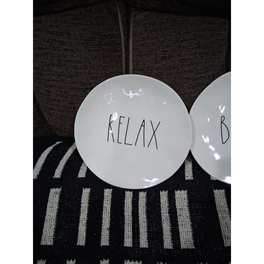 Rae Dunn Magenta Plates, Set Of 4, 8 Inch Melamine Beach Relax Summer Sunshine